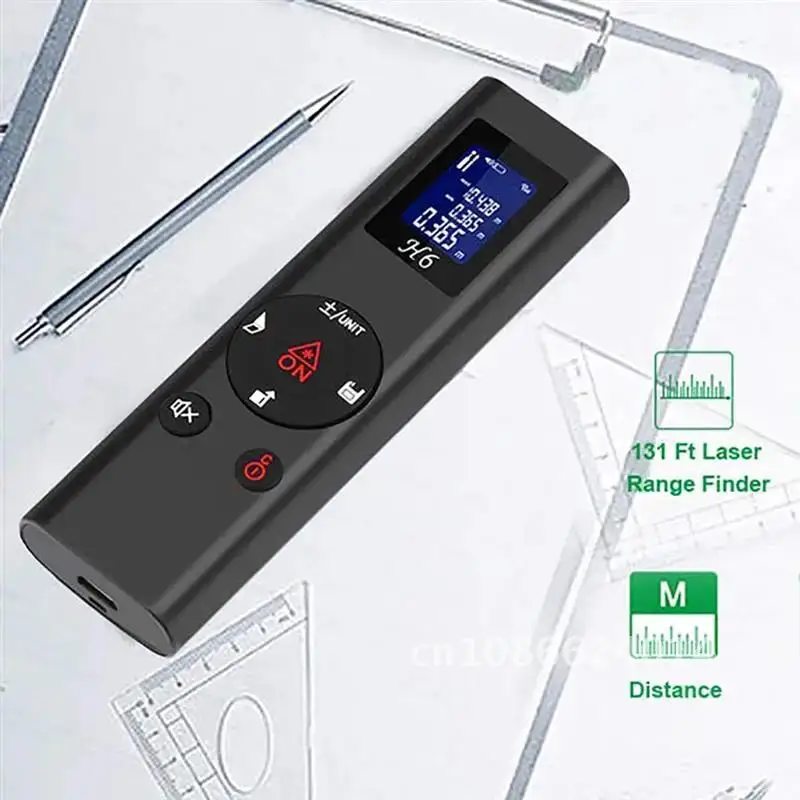 40m Digital Rangefinder Mini USB Charging Rechargeable Handheld Distance Meter for Indoor Design Construction Field