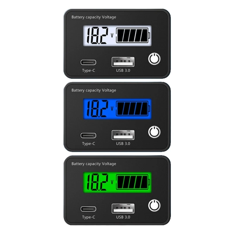 

Battery Monitor Digital Battery Capacity Tester Percentage Level Voltage Meter Gauge 12V 24V LCD Display for Car Auto