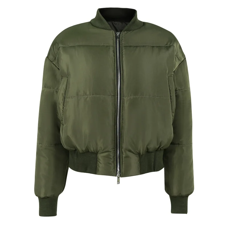 Baseball Uniform Cotton Jacket Women 2021 Autumn and Winter New Temperament Loose Stand-up Collar Long-sleeved Women's Jacket