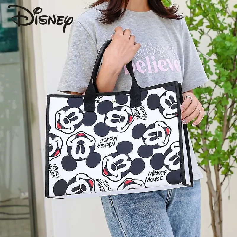 Disney Mickey New Women's Shoulder Bag Fashion High Quality Handbag Cartoon Casual Large Capacity Environmental Shopping Bag