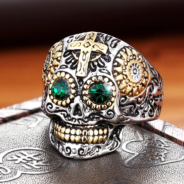 

Cross Men's Ring Punk Skull Ring Domineering Men's Retro Titanium Steel Ring