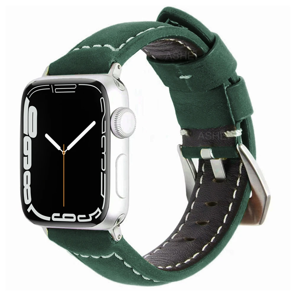 

Leather correa for apple watch serie 7 45mm 41mm 6 5 4 44mm 40mm band Leather bracelet for iwatch 3 42mm 38mm applewatch strap