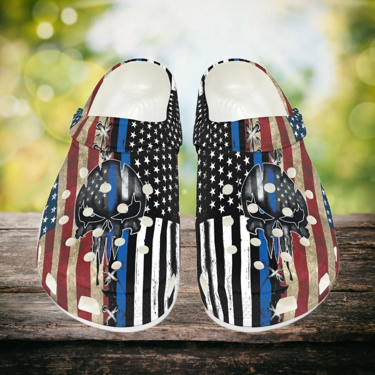 

Сандалии с флагом США и черепом для женщин, Нескользящие шлепанцы для девочек и мужчин, Летние Повседневные тапочки, пляжные сандалии с перф...