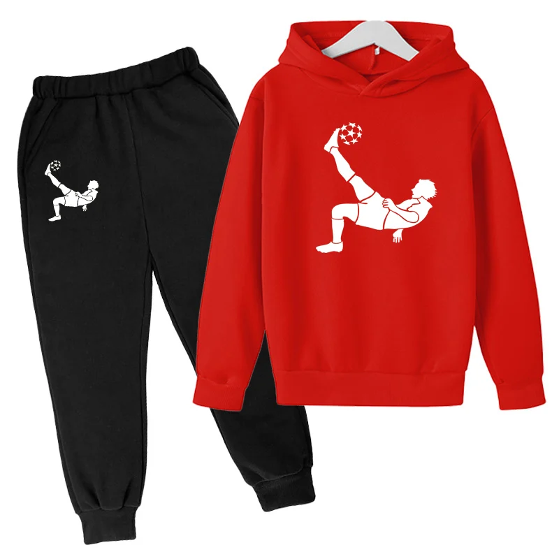 2023 Children's Football Hot Selling Sports Clothing Hoodie + Trousers 2-piece Spring and Autumn Outdoor Travel Training Clothes