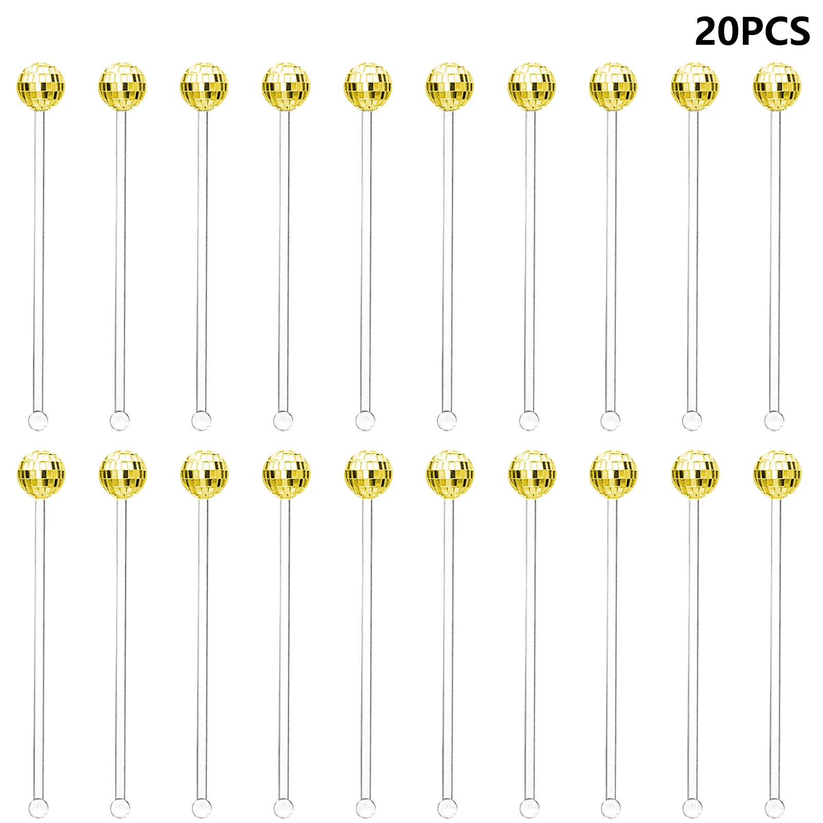 

20pcs Mixed Coffee Holiday Cake Drink Disco Balls Crystal Reusable Party Swizzle Stick For Bar Plastic Home