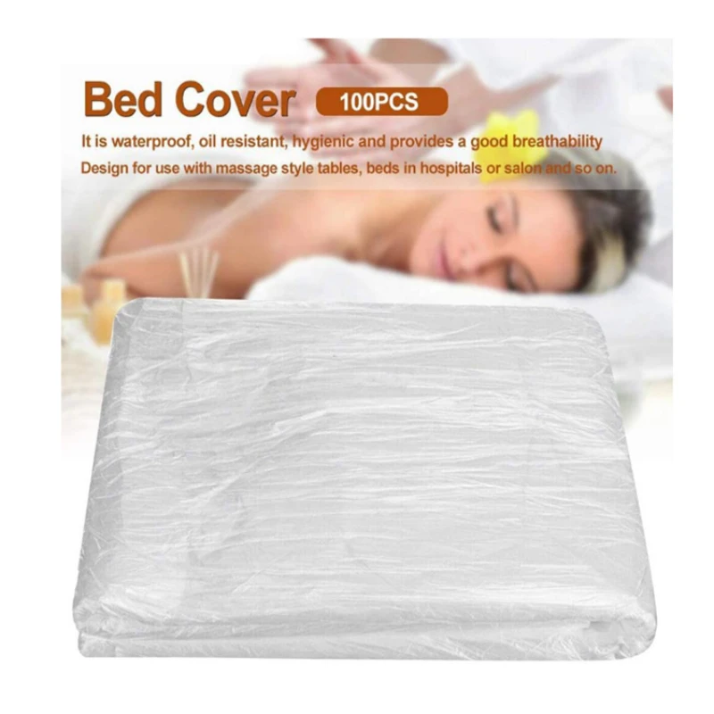 

100 Stks/set Spa Lakens Wegwerp Massage Tafel Vel Plastic Transparante Schoonheid Bed Film Waterdicht Salon Lakens Bed Cover