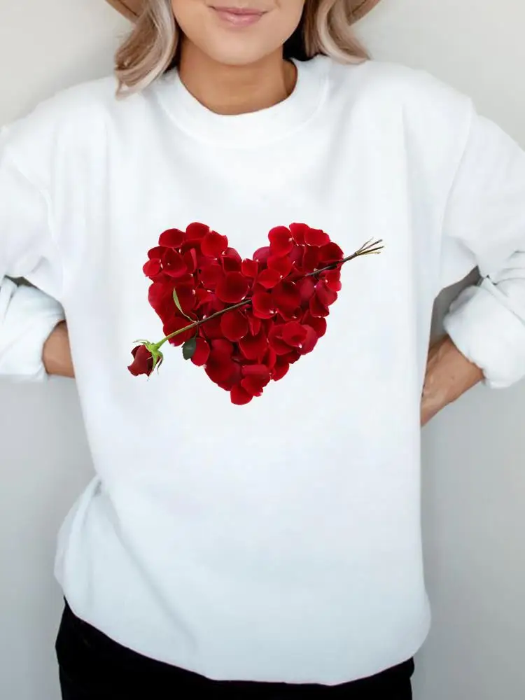 

Autumn Spring Fashion Flower Floral Love Trend Casual Long Sleeve Graphic Sweatshirts Women Print Female Clothing Pullovers