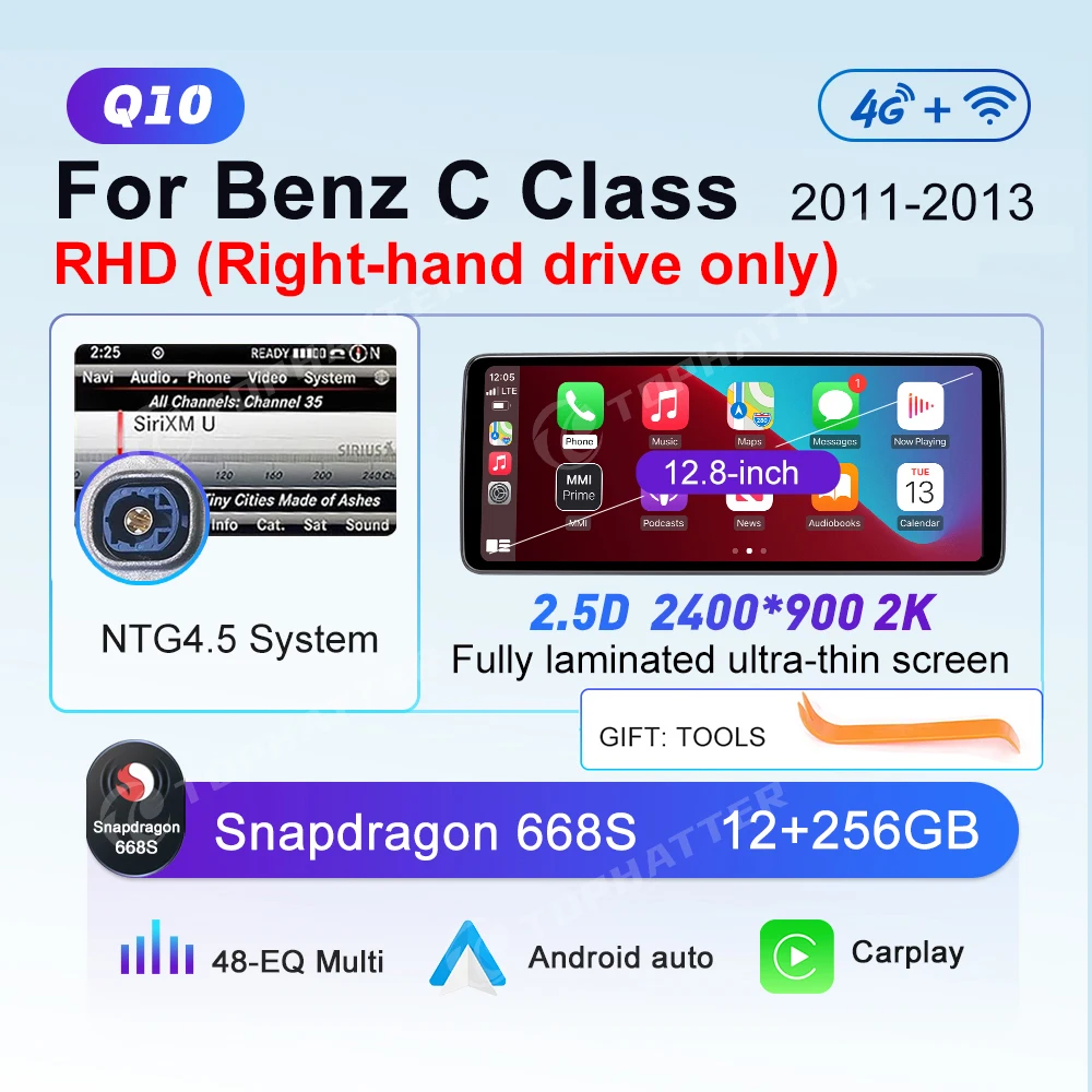 

12,8-дюймовый 2K 2.5D автомобильный радиоприемник для Mercedes Benz C Class W204 S204 CarPlay Android Auto мультимедийный плеер головное устройство экран 360 3D камера