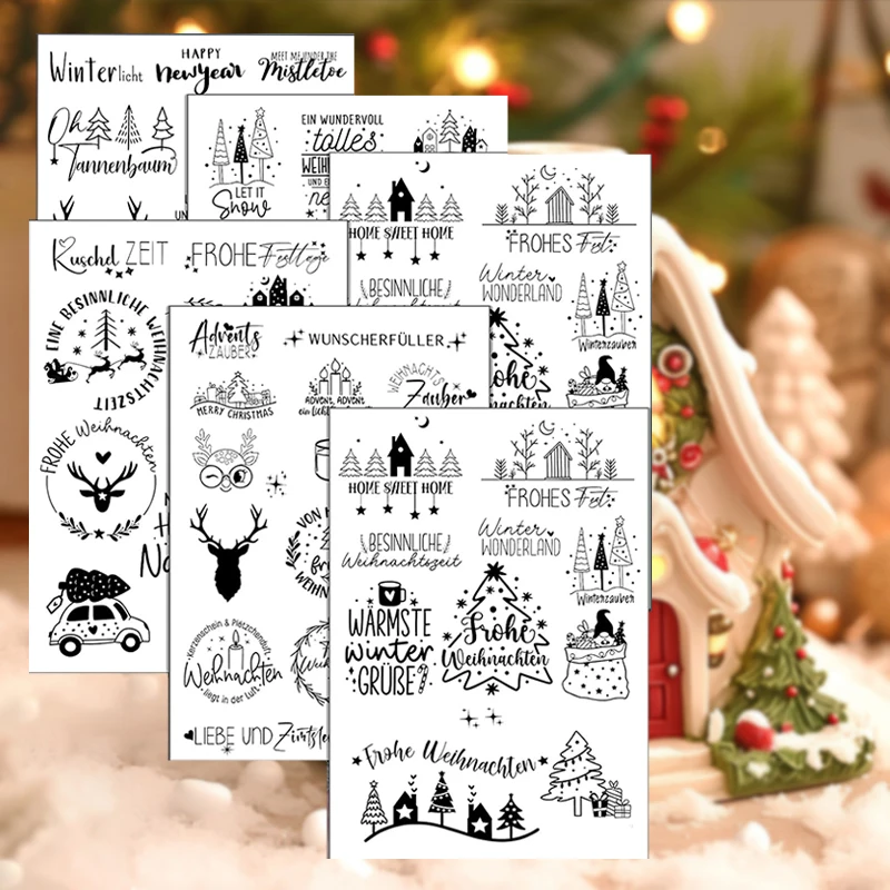 Упаковка из 6 наклеек формата А5 рождественские наклейки фольги для переноса