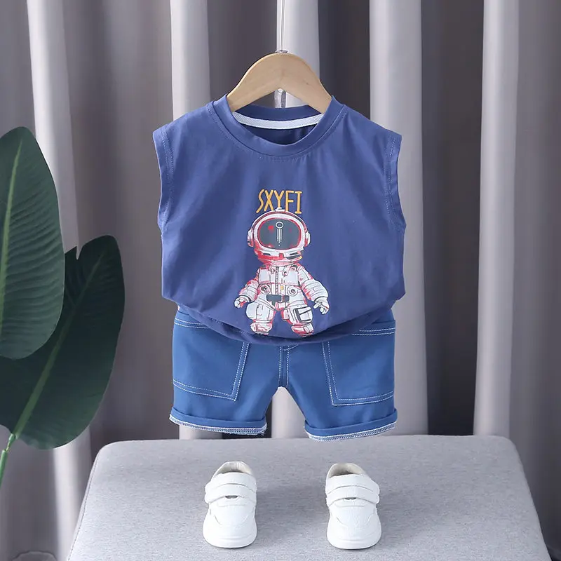 

Children Cotton Baby Boys Girls Clothes Summer Printed Cartoon Vest Short Pants 2Pcs/Set Infant Kid Fashion Toddler Tracksuits