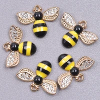 20pcs crystal bee enamel charm diy jewelry making supplies cute animal charm fashion women accessories handmade material finding