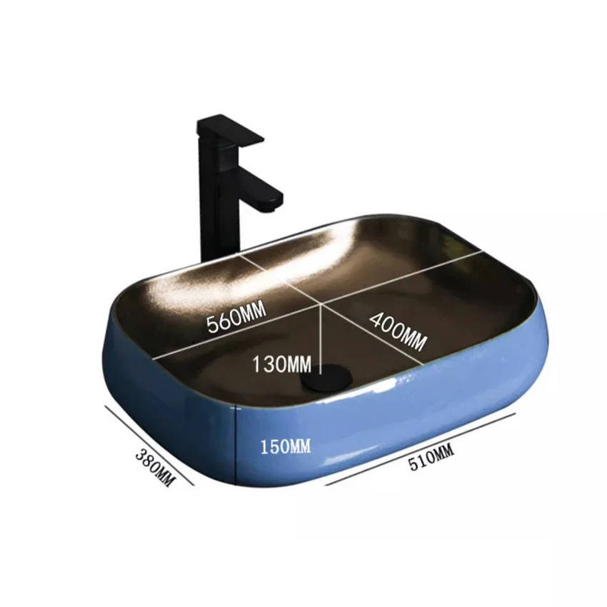 Роскошная настольная раковина в скандинавском стиле с одним металлическим