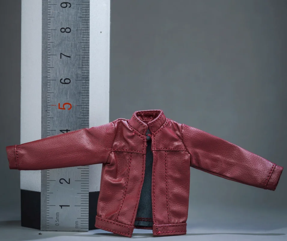 1/12 Female Soldier PU Leather Red Coat Jacket Model for 6'' Figma shf