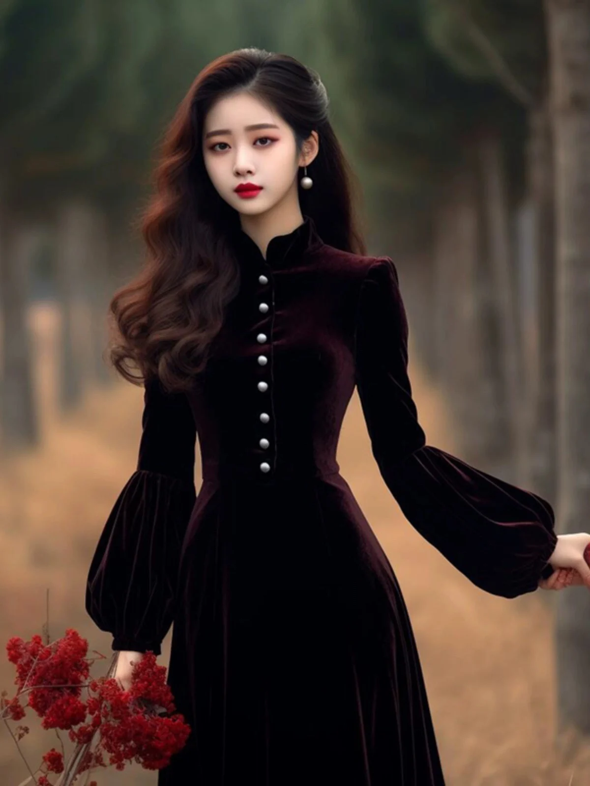 Французское платье Темперамент Богини Достойное и элегантное длинное High Sense