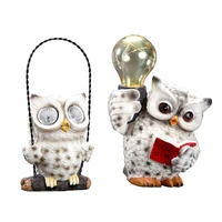 resin statue solar light owl nordic abstract ornaments for figurines for interior sculpture room home decor