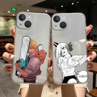 japan anime chainsaw man clear phone case for iphone 11 12 13 pro max xr xs x se20 12 13 mini 7 8 6s plus soft tpu silicone case