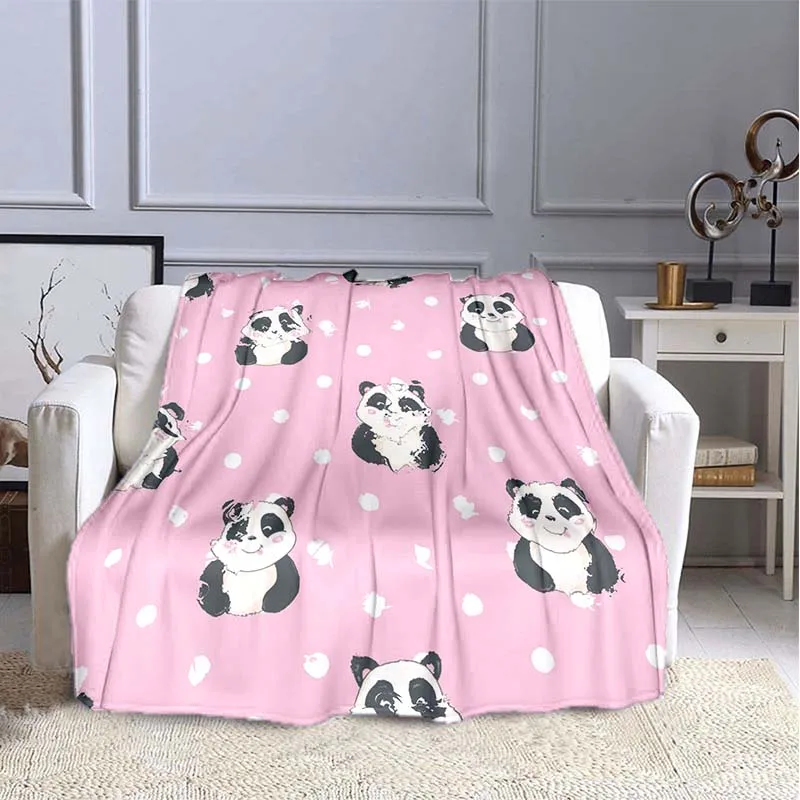 3D Full Dozen Personalized Fashion Animal Panda Pattern Sofa Bed Blanket Super Soft Warm Printed Flannel Blanket