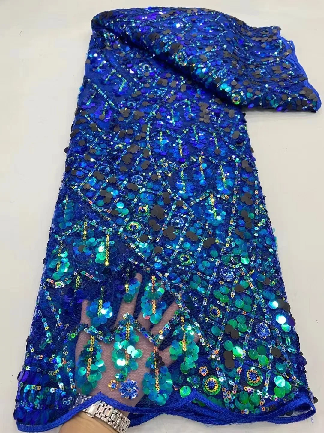 5 ярдов Тюлевое кружево африканская кружевная ткань с блестками вышитая