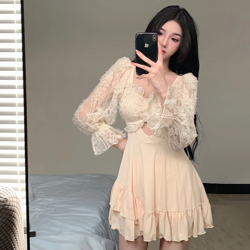 Купальник женский летний High Sense новинка 2024 сексуальный кружевной закрывающий