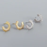 fashion cubic zircon crystal punk sunflower stud earrings geometric vintage metal earrings for women jewelry gift