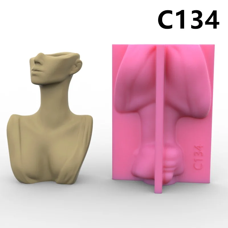 

Silicone Mold Abstract Half Body Woman Flower Pot Succulent Pen Holder DIY Making Resin Concrete Vase Cactus Silicone Mold Home