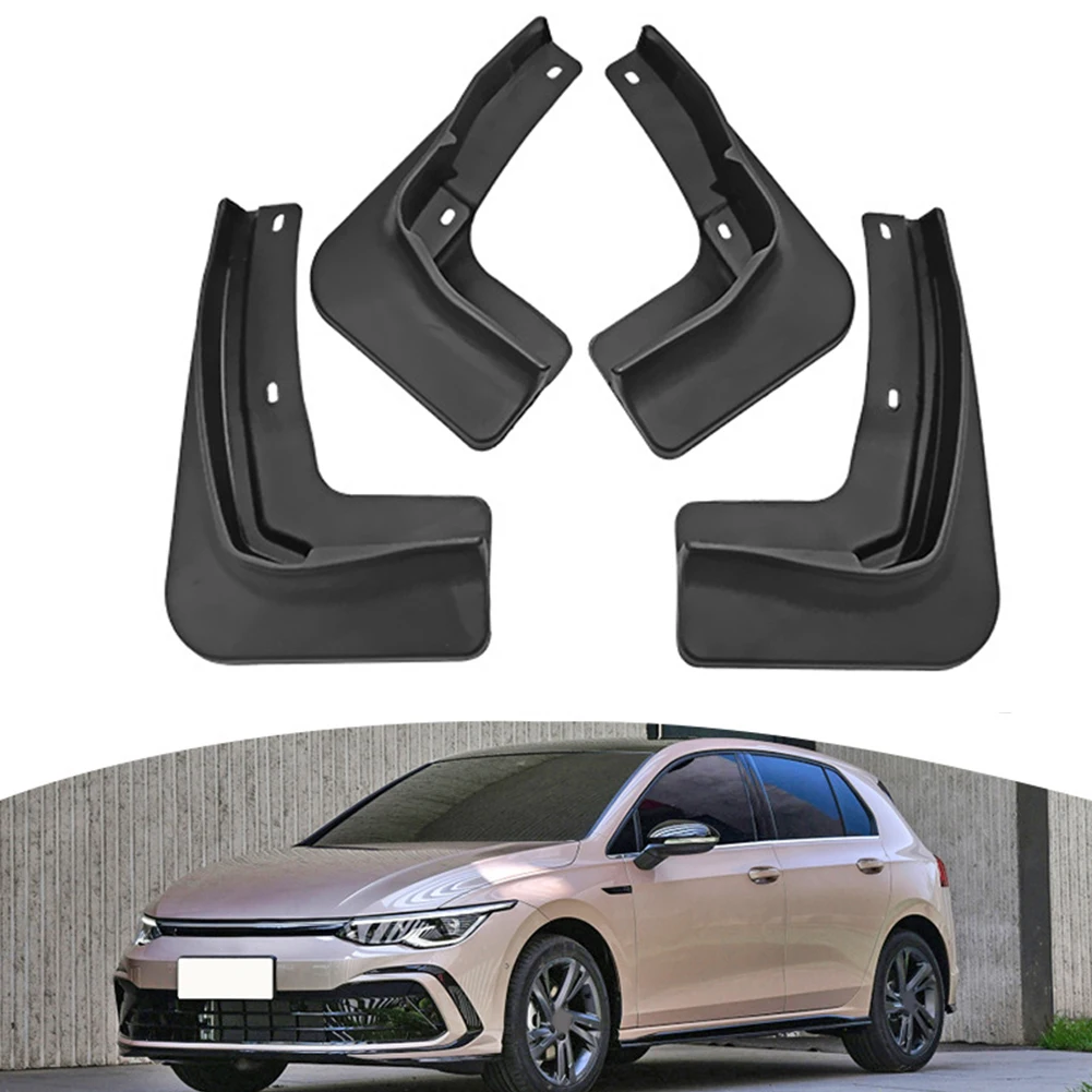 

Accessories Fenders 4Pcs/Set Anti-splash Black For Golf MK8 2020+ Molded Mud Flaps PP Soft Plastic Splash Guards