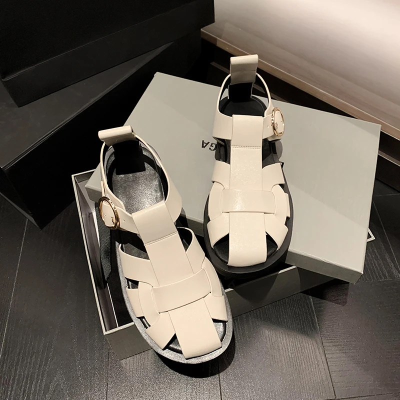 MORAZORA Big Size 34-42 ZA New Summer Genuine Leather Sandals Women Shoes INS Hot Gladiator Sandals Female Shoes Flat Footwear images - 6