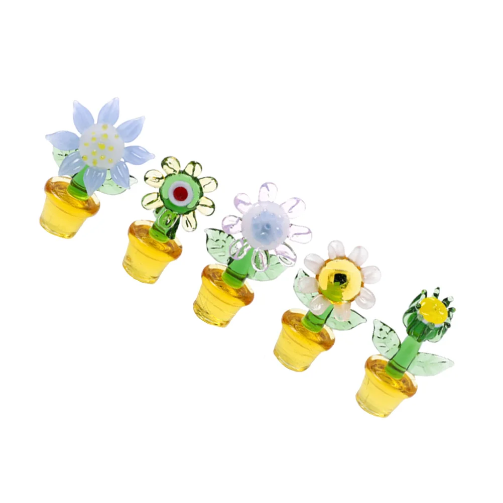 

Glass Cactusfigurines Flower Figurine Sunflowerbonsai Decor Miniature Mini Crystal Statue Decorations Tiny Collectiblesgift