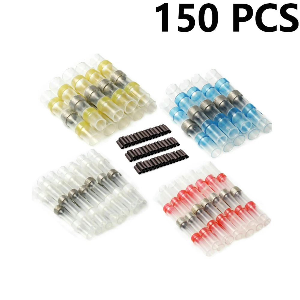 

Термоусадочные соединители для припоя, 150 шт., изолированные клеммы для электрических проводов, стыковые соединители, проводной кабель для ...