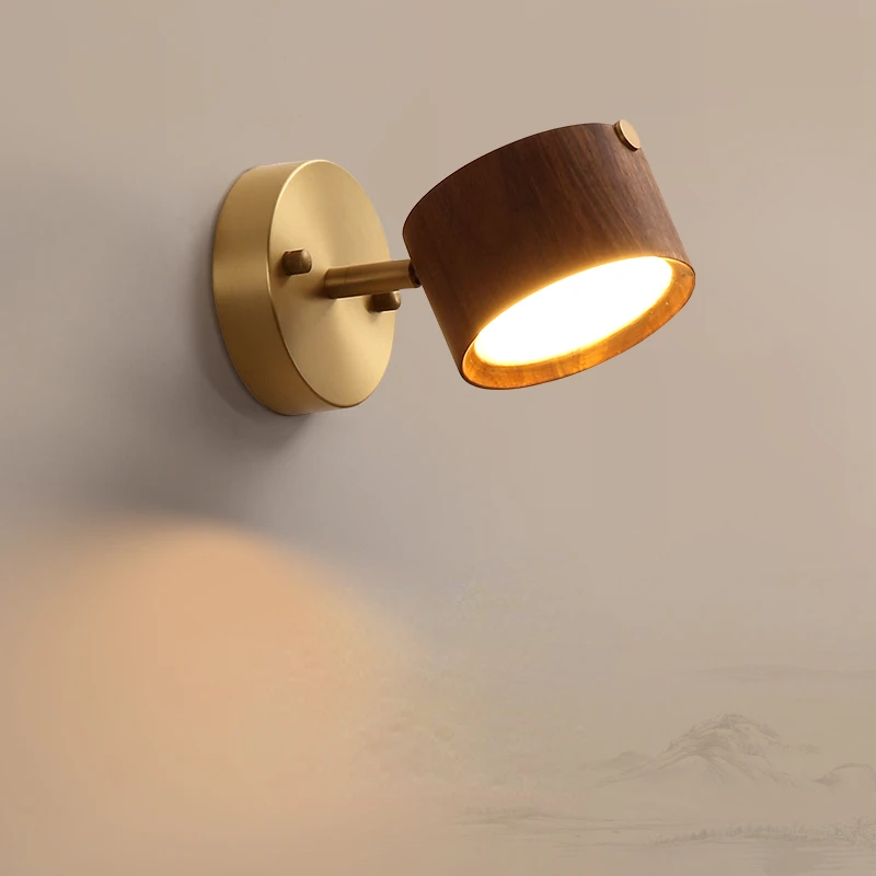 

Wall Lamp Bedroom Bedside Lamp Walnut Creative and Slightly Luxury Living Room Background Wall Hotel Aisle Hallway Lamps