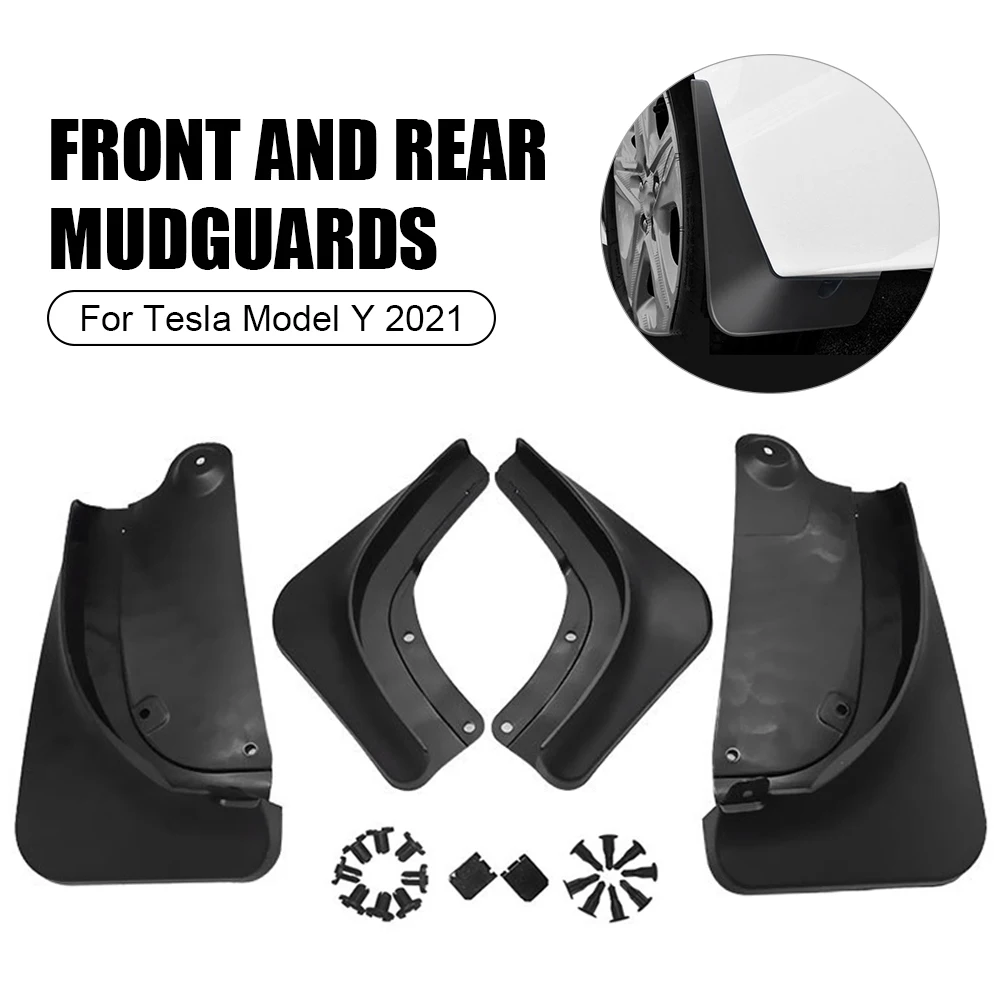 

4pcs/Set For Tesla Car Front Rear Mudflaps Mud Flaps Flap Splash Guards Black Mudguard Protector Model Y 2021 Car Accessories
