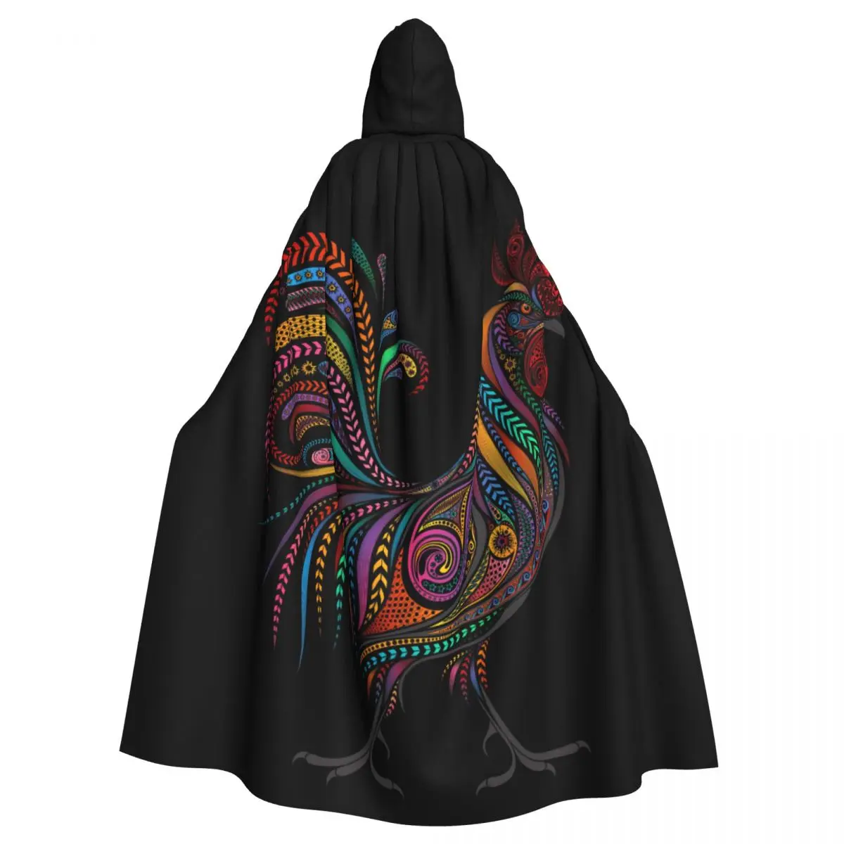 

Adult Cloak Cape Hooded Colored Texture Cock Rooster Medieval Costume Witch Wicca Vampire Elf Purim Carnival Party