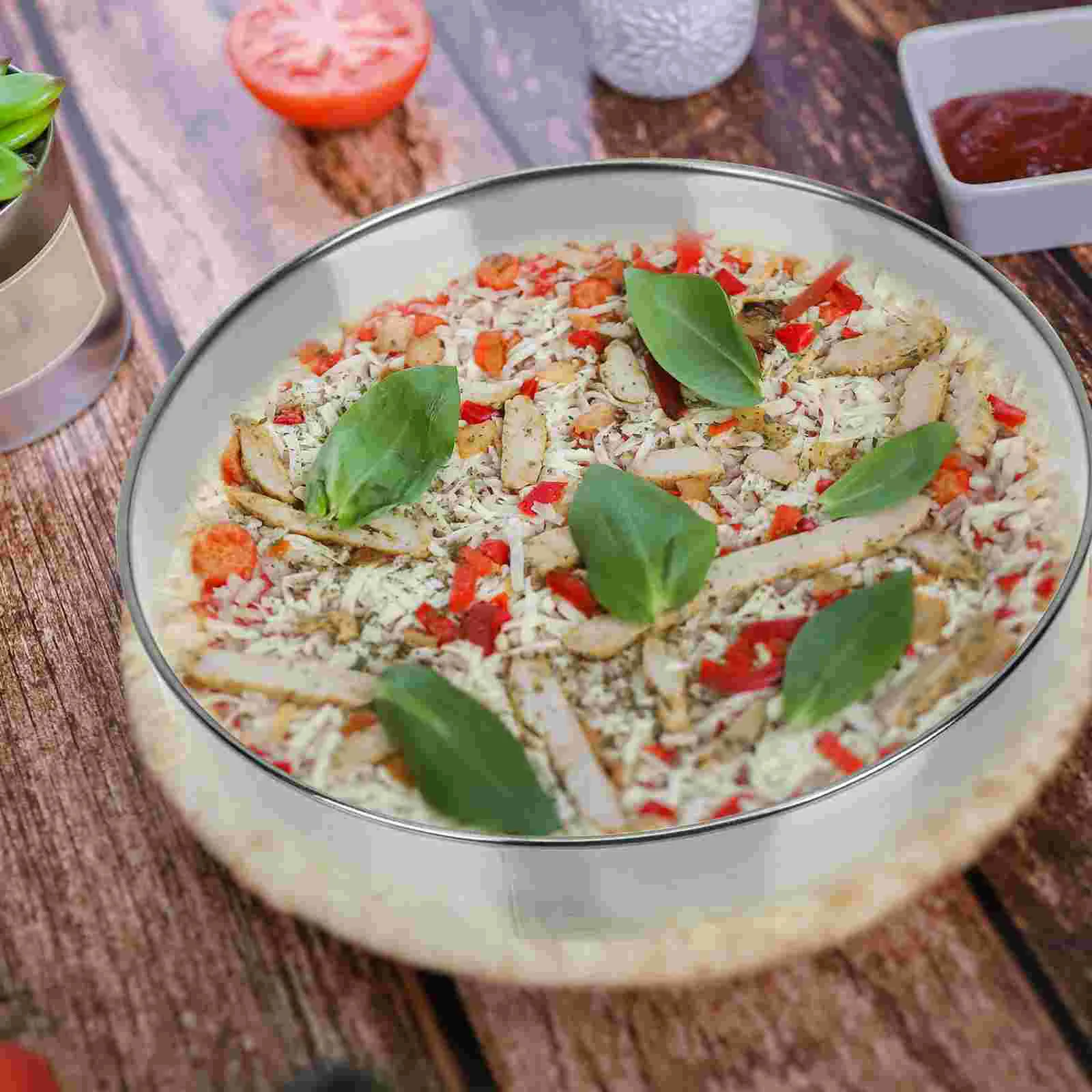 

Cheese Pizza Poachette Rings Pies Ring Mold 17.5x17.5cm Cake Rings Silver Circle Egg Ring Cooking Rings Pizza Stuffing Ring