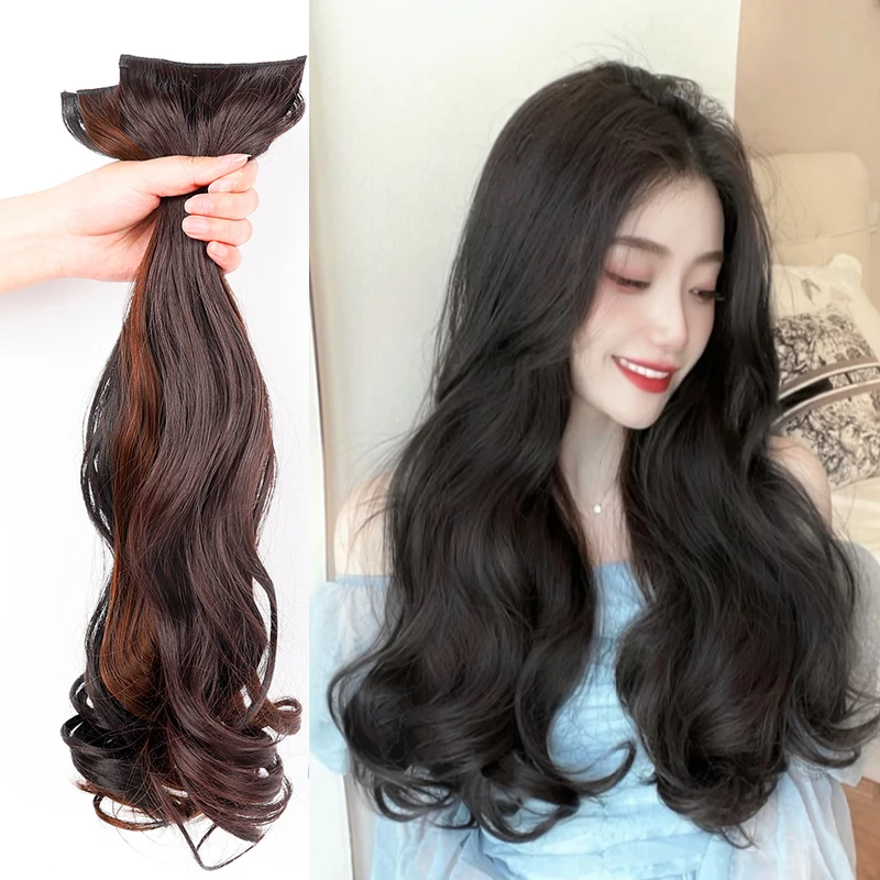 

Women Synthetic Wig Heat-resistant Long Curly Big Wave Wig Piece for Curly Hair Black Brown Cosplay Seamless Wig Piece Headwear