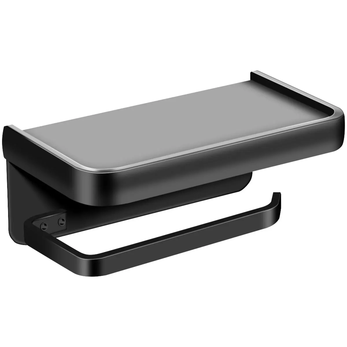 

L Toilet Paper Holder Aluminum Alloy Wall Mounted Roll Paper Holder Modern Self Adhesive Roll Tissue Holder with Cellphone