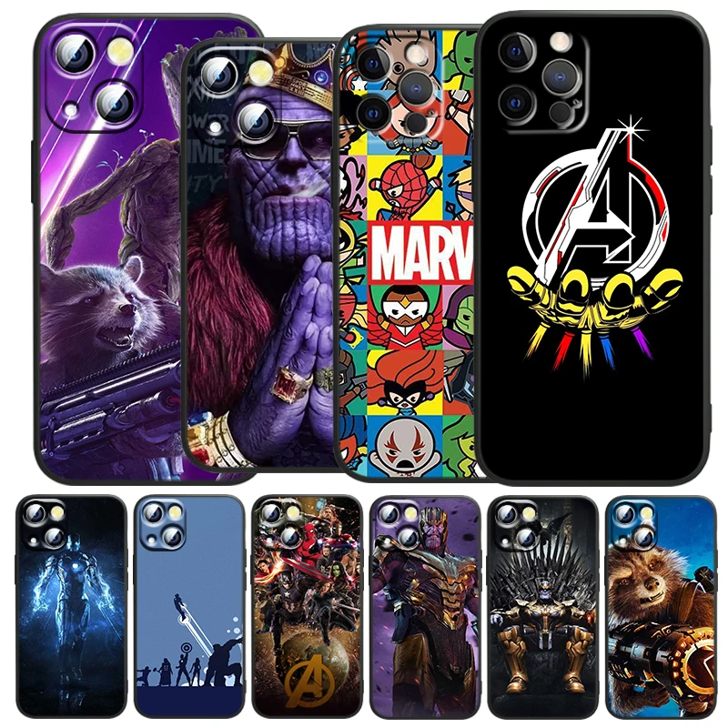 

Marvel The Avengers for Apple iPhone 13 12 Mini 11 XS Pro Max X XR 8 7 6 Plus SE 2020 5 Black Soft TPU Phone Case Funda Capa