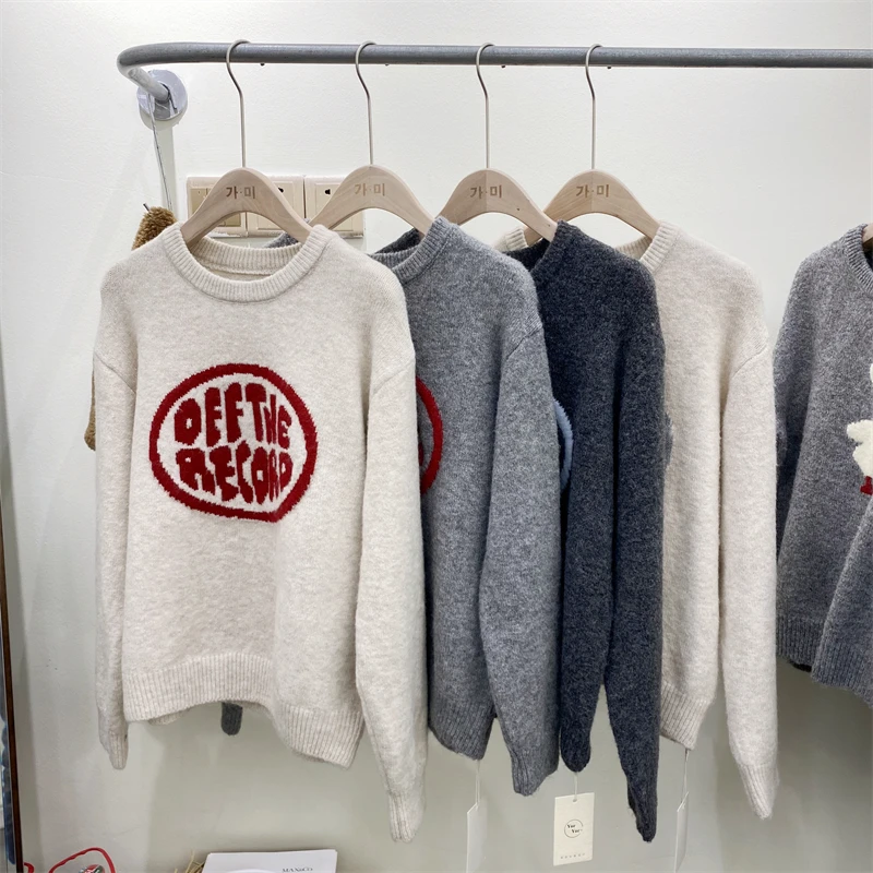 Зимний вязаный свитер женский повседневный Y2k ретро-дизайн теплый в стиле