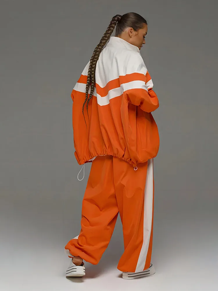 Повседневные спортивные брючные костюмы женские свободные комплекты оверсайз