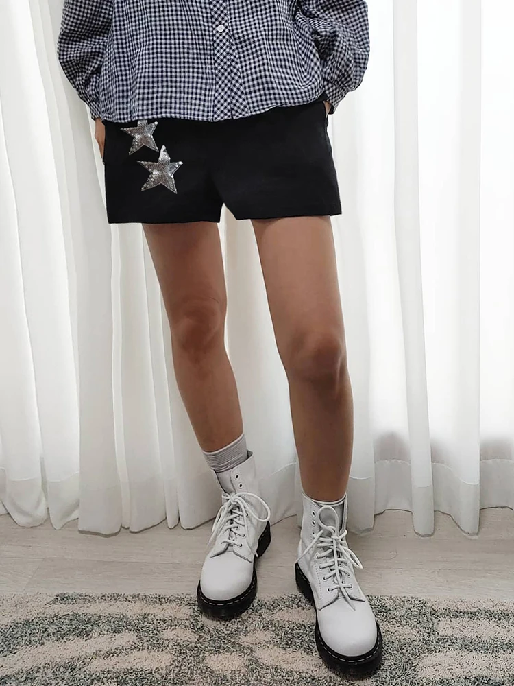 Rockmore Graphic Embroidery Shorts Y2K Fashion Hot Sexy Low Waist Aesthetic Slim Mini Short Pants Summer Vintage Bottoms 2023