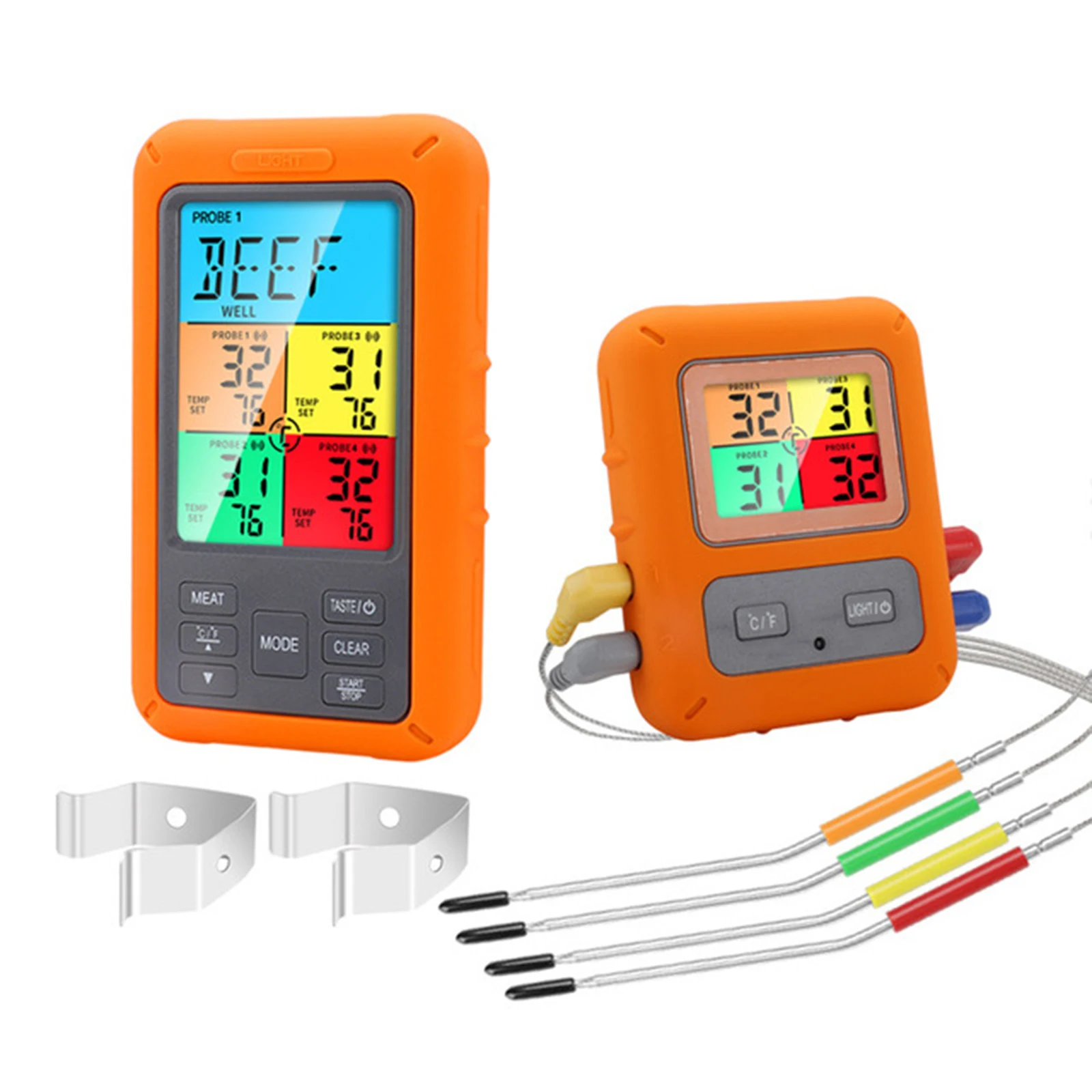 

Wireless Meat Thermometer for Grilling Long Range Smoker Grill Thermometer with 4 Probes Kitchen Food Cooking Thermometer