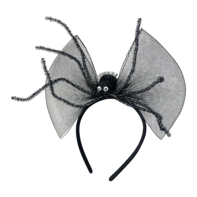 

Bowknot Mesh Hairpin Halloween Spiders Headband Spiders Web Hair Hoop Costume Cosplay Props for Theme Party Decoration
