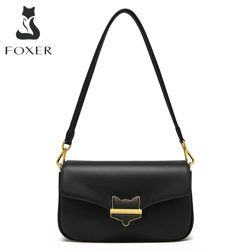 FOXER Soft Split Leather Underarm Shoulder Crossbody Bag High Quality Female Small Tote Lady Messenger Bag Elegant For Women Bag