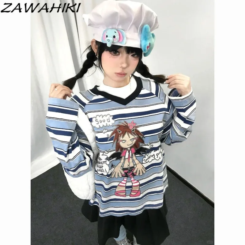 Женские пуловеры ZAWAHIKI полоска полиэстер