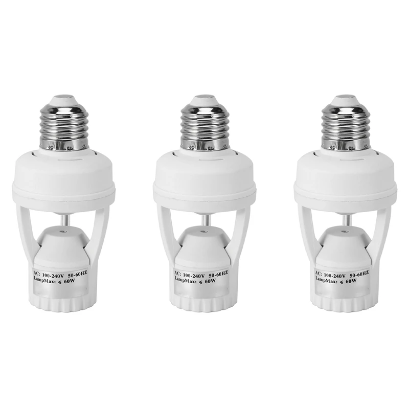 

3X AC 110-220V 360 Degrees Pir Induction Motion Sensor IR Infrared Human E27 Plug Socket Switch Base Ledbulb Lamp Holder