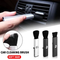 1 pc retractable car air outlet cleaning brush dust single or double headed car small soft brush black silver for saab 9 3 9 5