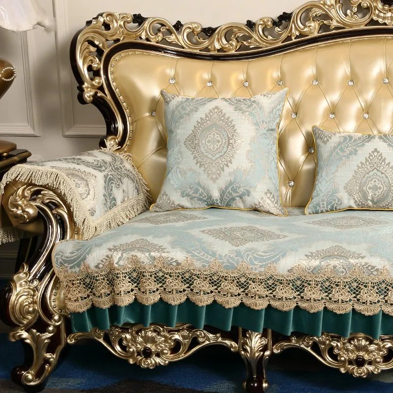 Luxury Jacquard 3 Seater Sofa Cover Lace Leather Couch Slip Covers Loveseat Armrest L Shape Towel European Decorative |