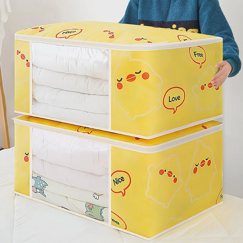 

Yellow Quilt Storage Bag Folding Clothes Duvet Blanket Sorting Bags Dustproof Closet Under-Bed Storage Moisture Proof Organizer