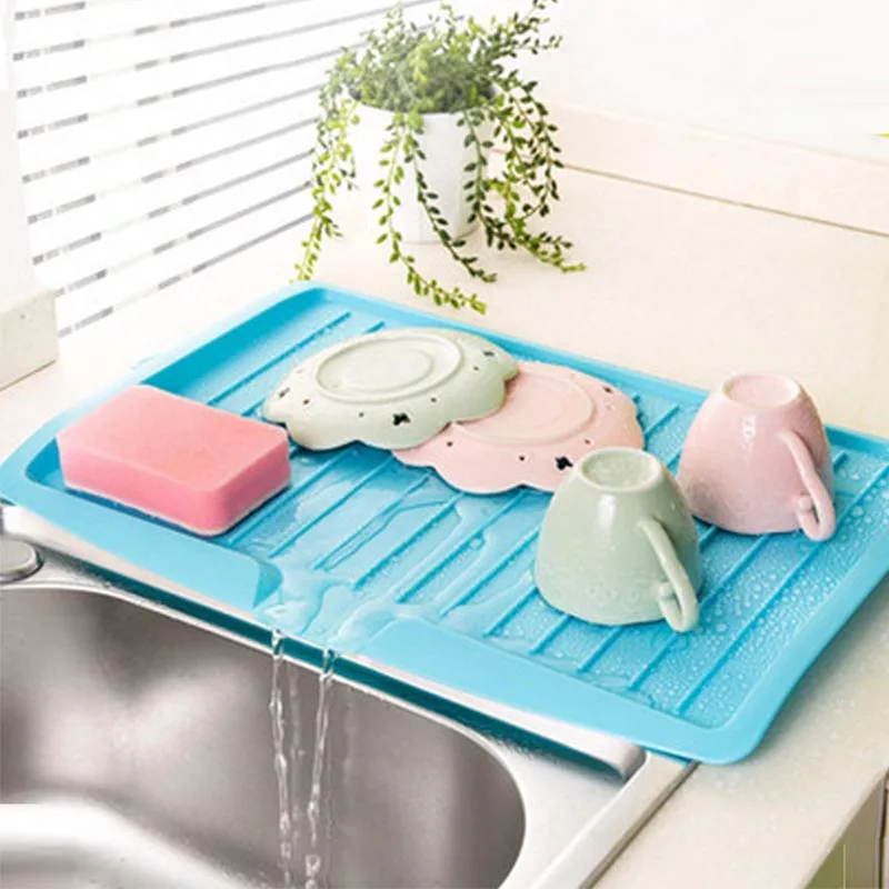 

Plastic Dish Drainer Tray Cutlery Filter Plate Worktop Organizer Sink Plate Rack Bowl Drying Rack for Dishes Kichen Organizer