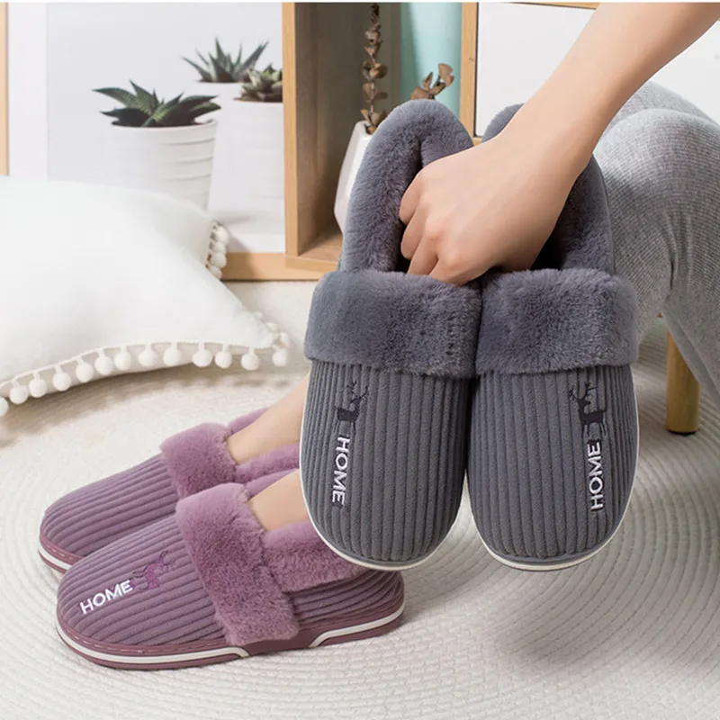 Меховые шлепанцы для женщин Зимние тапочки Домашняя пара Теплая плюшевая
