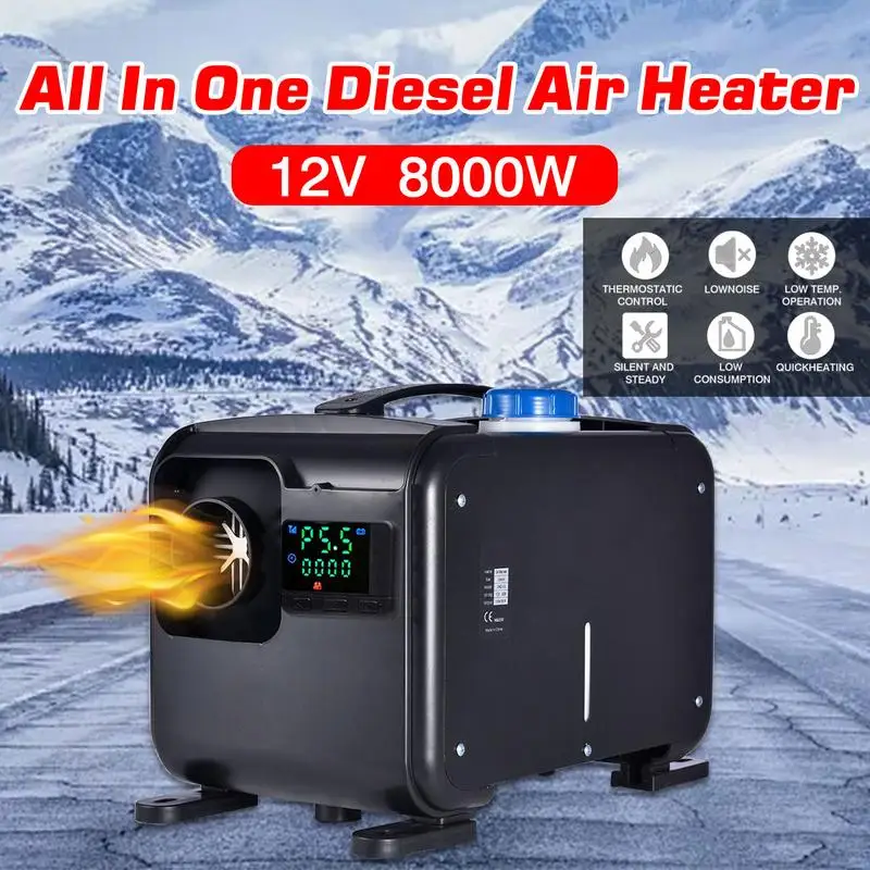 

All In One Car Heater Heating 12V 8kW Diesel Air Heater Single Hole LCD Monitor Parking Warmer For Car Truck Bus
